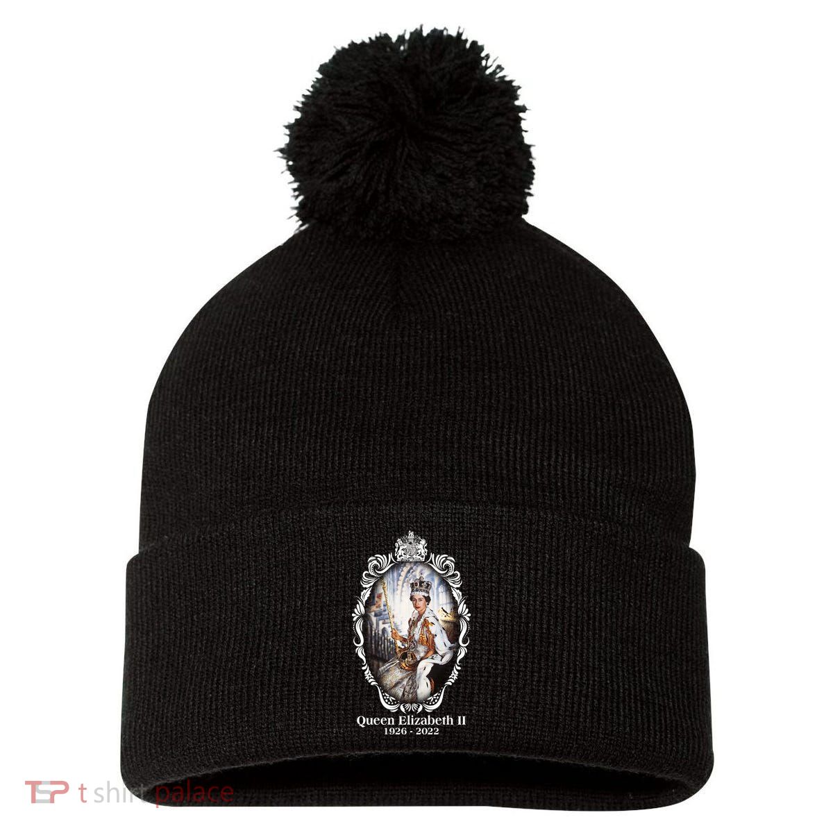 RIP Queen Elizabeth II 1926 2022 Pom Pom 12in Knit Beanie