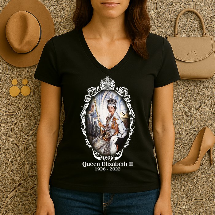 RIP Queen Elizabeth II 1926 2022 Women's V-Neck T-Shirt
