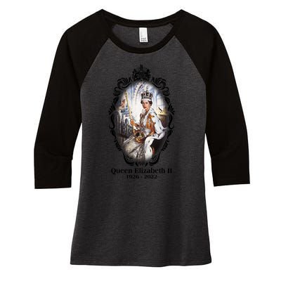 RIP Queen Elizabeth II 1926 2022 Women's Tri-Blend 3/4-Sleeve Raglan Shirt