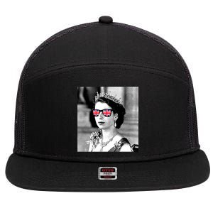 RIP Queen Elizabeth British Flag Sunglasses 7 Panel Mesh Trucker Snapback Hat