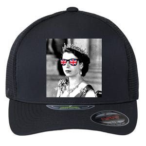 RIP Queen Elizabeth British Flag Sunglasses Flexfit Unipanel Trucker Cap