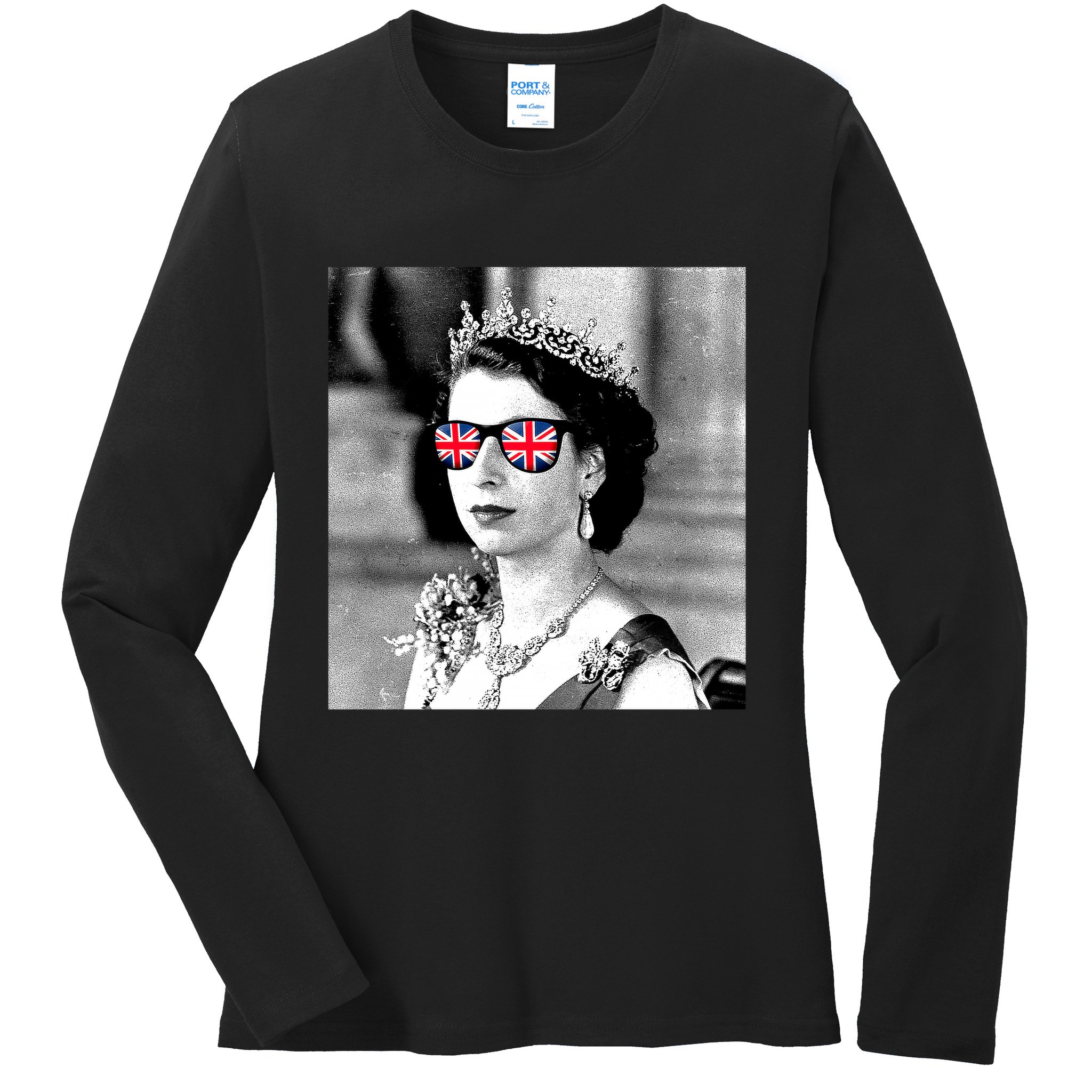 RIP Queen Elizabeth British Flag Sunglasses Ladies Long Sleeve Shirt