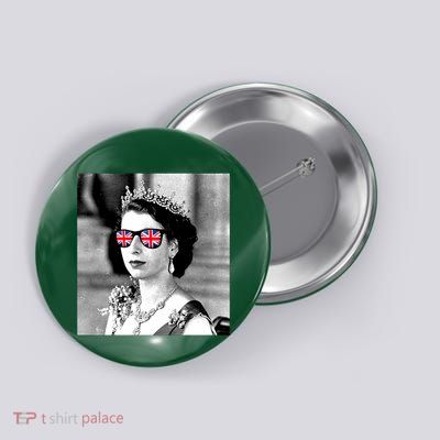 RIP Queen Elizabeth British Flag Sunglasses Button