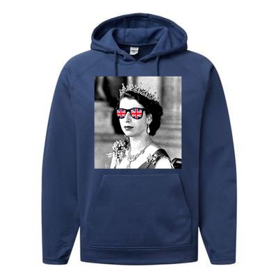 RIP Queen Elizabeth British Flag Sunglasses Performance Fleece Hoodie