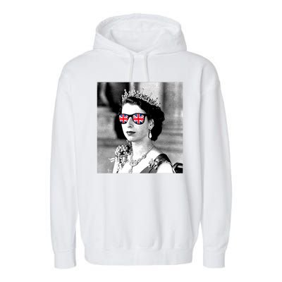 RIP Queen Elizabeth British Flag Sunglasses Garment-Dyed Fleece Hoodie