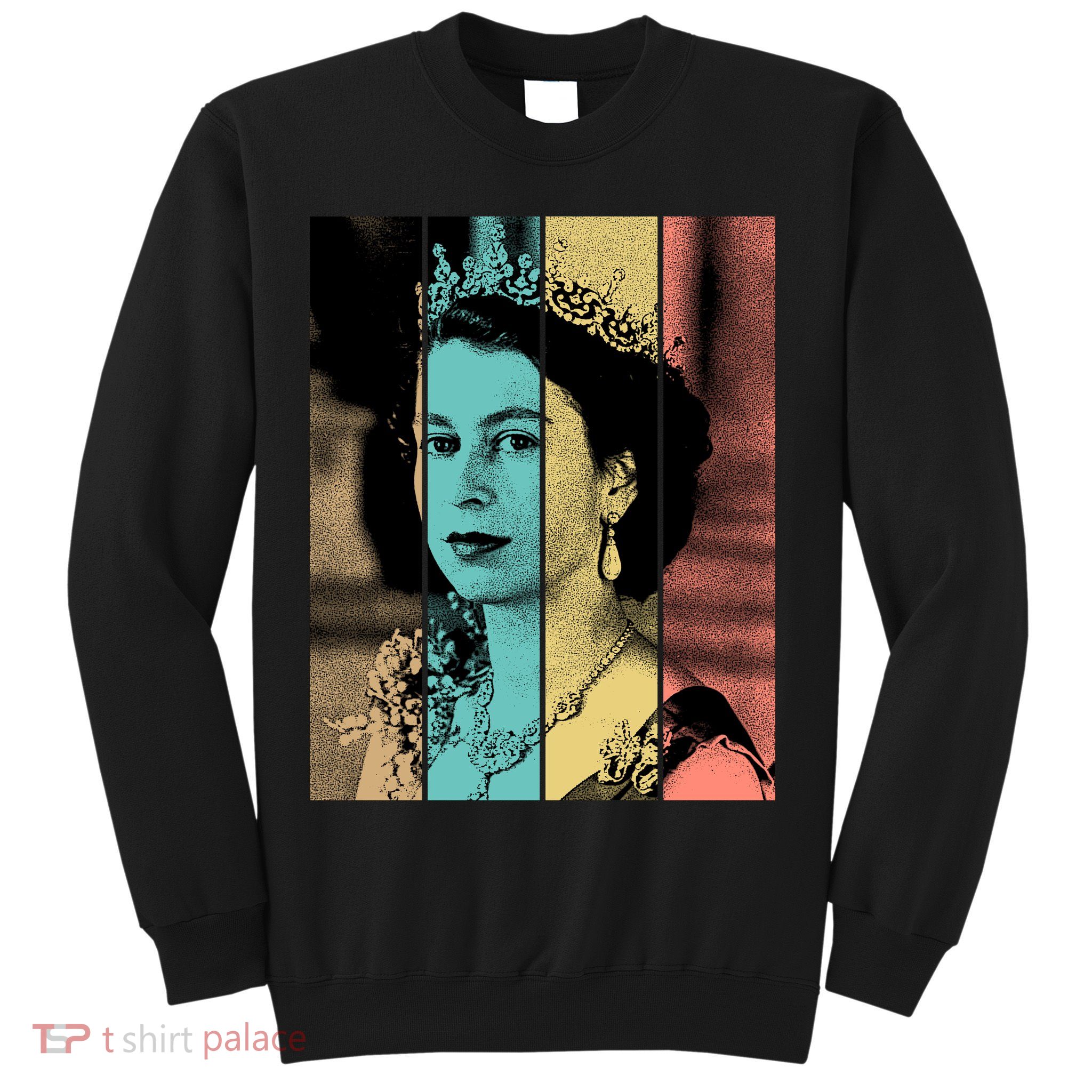 RIP Queen Elizabeth Vintage Color Block Pop Art Sweatshirt
