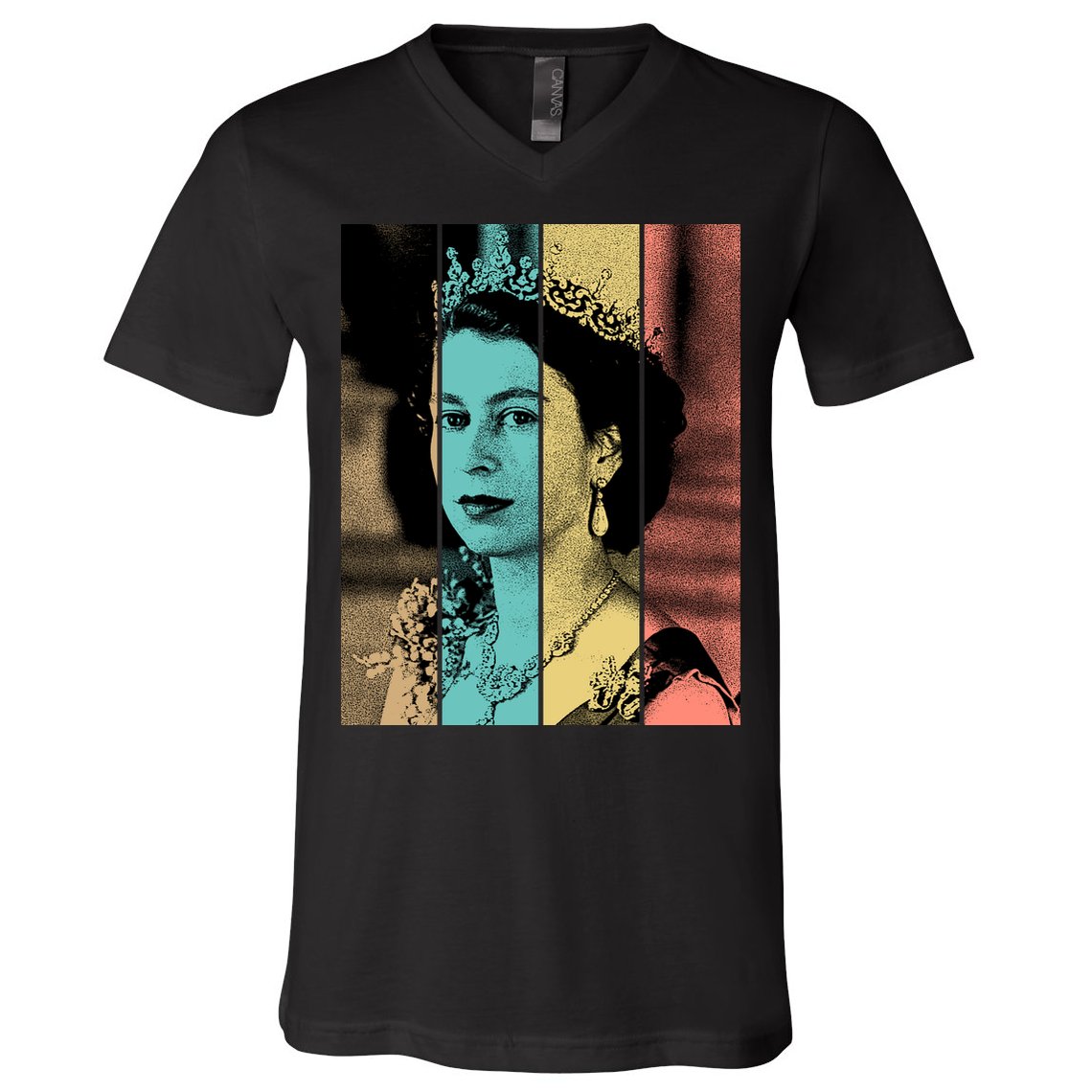 RIP Queen Elizabeth Vintage Color Block Pop Art V-Neck T-Shirt