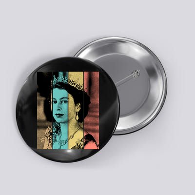 RIP Queen Elizabeth Vintage Color Block Pop Art Button