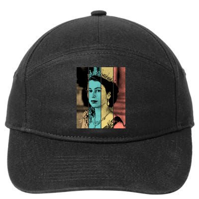 RIP Queen Elizabeth Vintage Color Block Pop Art 7-Panel Snapback Hat