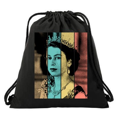 RIP Queen Elizabeth Vintage Color Block Pop Art Drawstring Bag