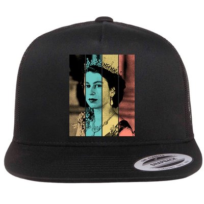 RIP Queen Elizabeth Vintage Color Block Pop Art Flatbill Hat
