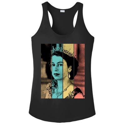 RIP Queen Elizabeth Vintage Color Block Pop Art Ladies PosiCharge Competitor Racerback Tank