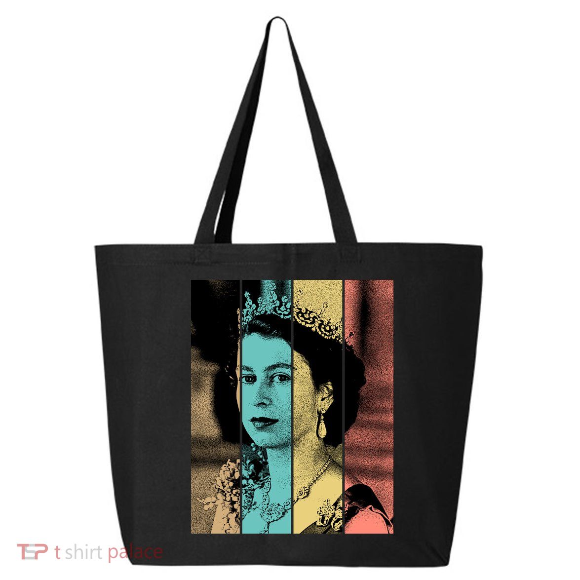 RIP Queen Elizabeth Vintage Color Block Pop Art 25L Jumbo Tote