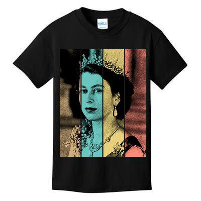 RIP Queen Elizabeth Vintage Color Block Pop Art Kids T-Shirt