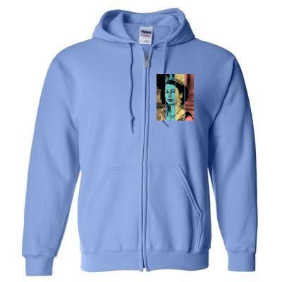 RIP Queen Elizabeth Vintage Color Block Pop Art Full Zip Hoodie
