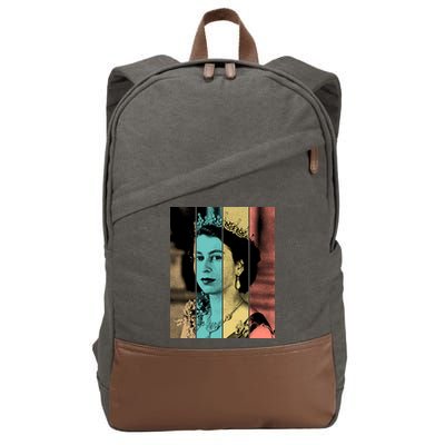 RIP Queen Elizabeth Vintage Color Block Pop Art Cotton Canvas Backpack