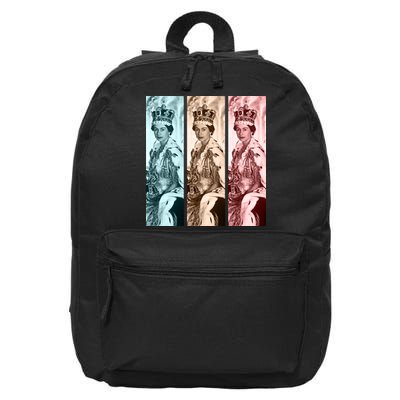 RIP Queen Elizabeth Vintage Retro Color Block Pop Art 16 in Basic Backpack