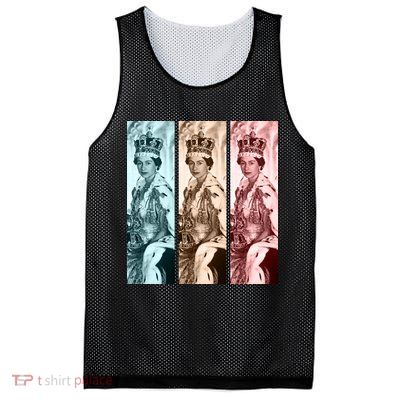 RIP Queen Elizabeth Vintage Retro Color Block Pop Art Mesh Reversible Basketball Jersey Tank