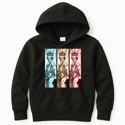 RIP Queen Elizabeth Vintage Retro Color Block Pop Art Kids Hoodie