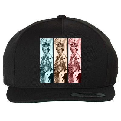 RIP Queen Elizabeth Vintage Retro Color Block Pop Art Wool Snapback Cap