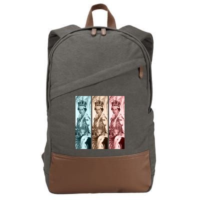 RIP Queen Elizabeth Vintage Retro Color Block Pop Art Cotton Canvas Backpack