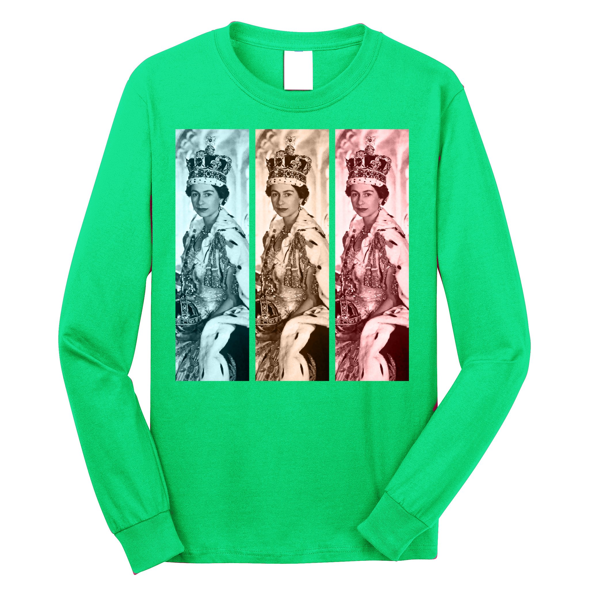 RIP Queen Elizabeth Vintage Retro Color Block Pop Art Long Sleeve Shirt