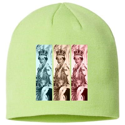 RIP Queen Elizabeth Vintage Retro Color Block Pop Art Sustainable Beanie