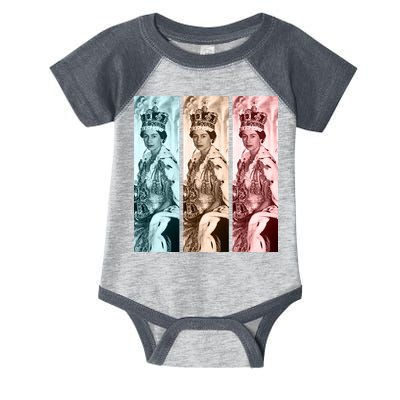 RIP Queen Elizabeth Vintage Retro Color Block Pop Art Infant Baby Jersey Bodysuit