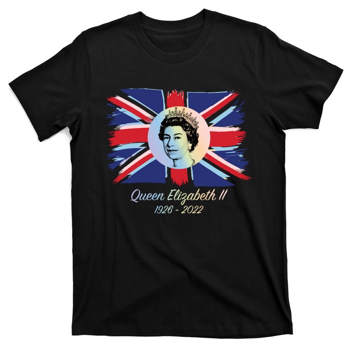 RIP Queen Elizabeth II Tribute UK Flag Colorful T-Shirt