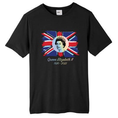 RIP Queen Elizabeth II Tribute UK Flag Colorful Tall Fusion ChromaSoft Performance T-Shirt