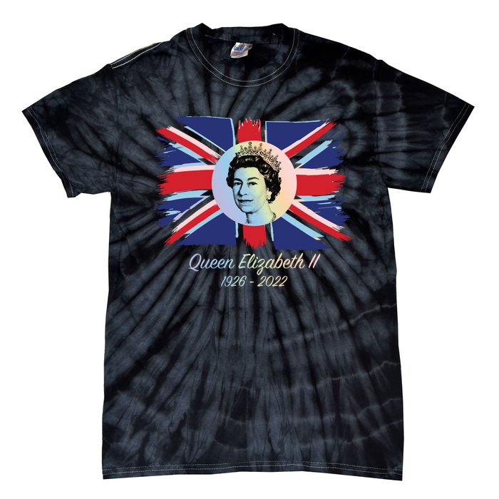 RIP Queen Elizabeth II Tribute UK Flag Colorful Tie-Dye T-Shirt