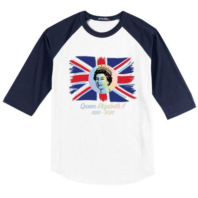 RIP Queen Elizabeth II Tribute UK Flag Colorful Baseball Sleeve Shirt