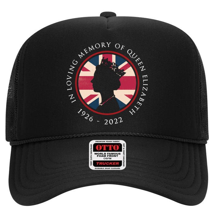 RIP Queen Elizabeth In Loving Memory Of Queen Elizabeth II High Crown Mesh Back Trucker Hat