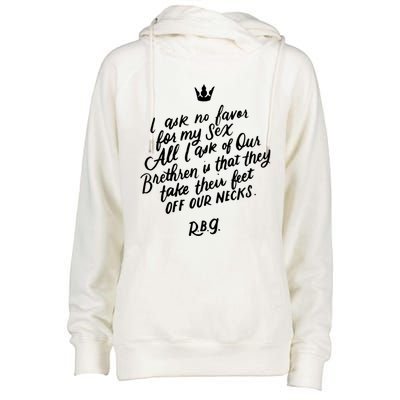 Rbg Quote I Ask No Favor For My Sex Feminist Gift Womens Funnel Neck Pullover Hood