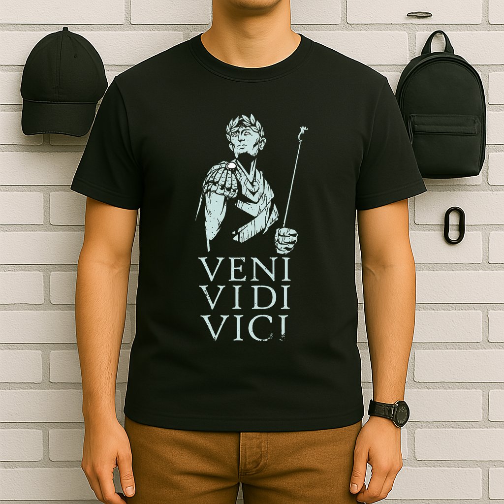 Roman Quotes Julius Caesar Figure Veni Vidi Vici T-Shirt
