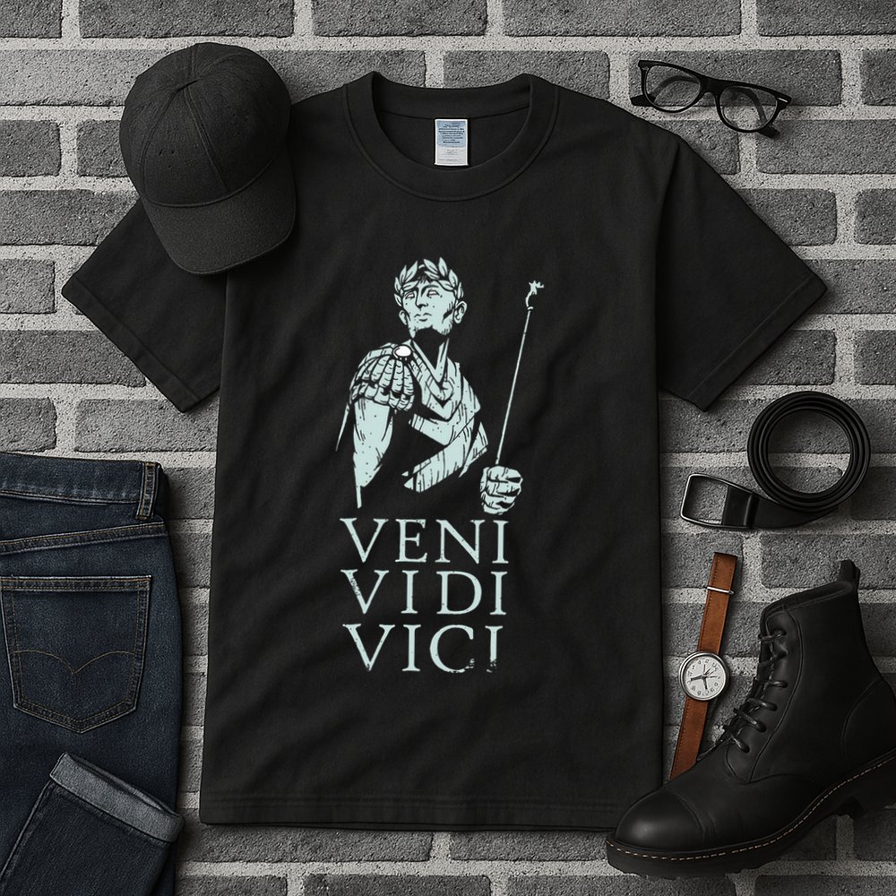 Roman Quotes Julius Caesar Figure Veni Vidi Vici Tall T-Shirt