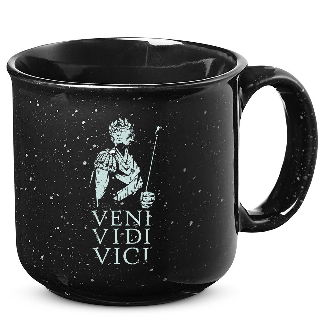 Roman Quotes Julius Caesar Figure Veni Vidi Vici 15oz Campfire Ceramic Mug