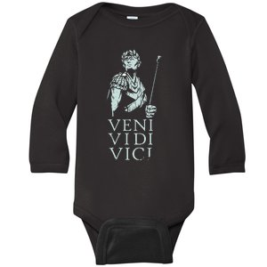 Roman Quotes Julius Caesar Figure Veni Vidi Vici Baby Long Sleeve Bodysuit