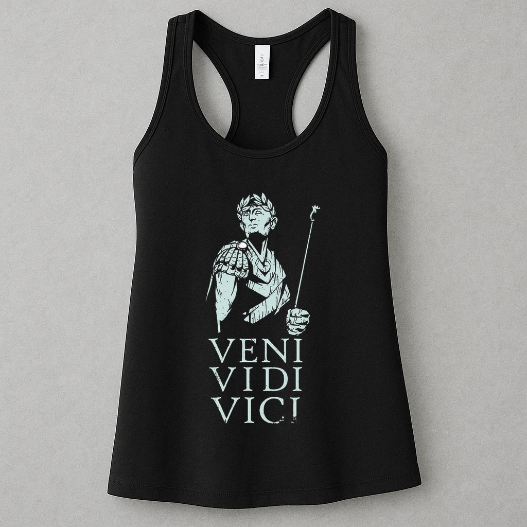 Roman Quotes Julius Caesar Figure Veni Vidi Vici Womens Tank Top