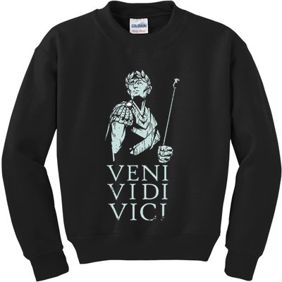 Roman Quotes Julius Caesar Figure Veni Vidi Vici Kids Sweatshirt