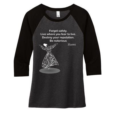 Rumi Quotes Poems Arts Women's Tri-Blend 3/4-Sleeve Raglan Shirt