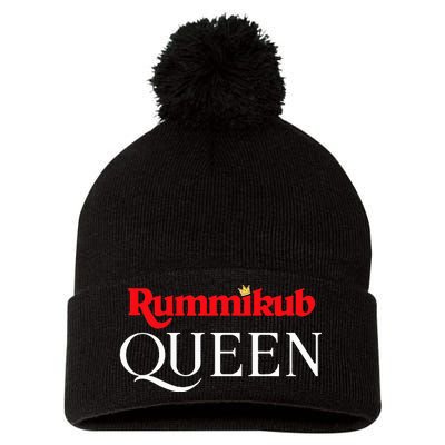 Rummikub Queen Player Fan Pom Pom 12in Knit Beanie