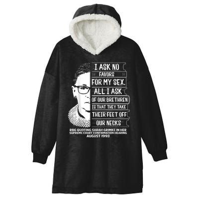 Rbg Quote Ruth Bader Ginsburg I Ask No Favor Hooded Wearable Blanket