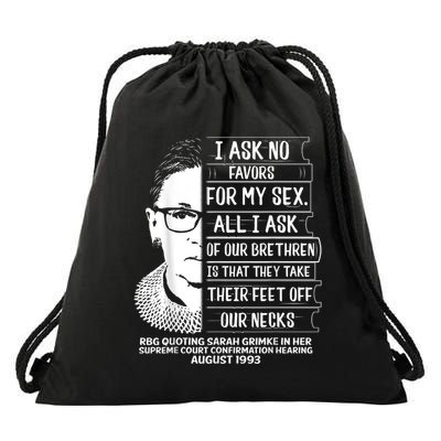 Rbg Quote Ruth Bader Ginsburg I Ask No Favor Drawstring Bag