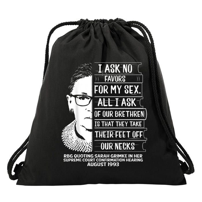 Rbg Quote Ruth Bader Ginsburg I Ask No Favor Drawstring Bag