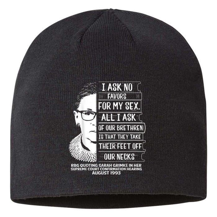 Rbg Quote Ruth Bader Ginsburg I Ask No Favor Sustainable Beanie