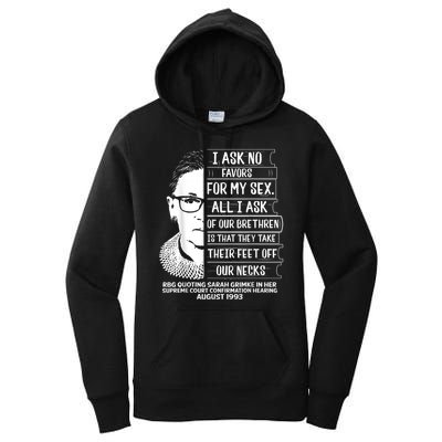 Rbg Quote Ruth Bader Ginsburg I Ask No Favor Women's Pullover Hoodie