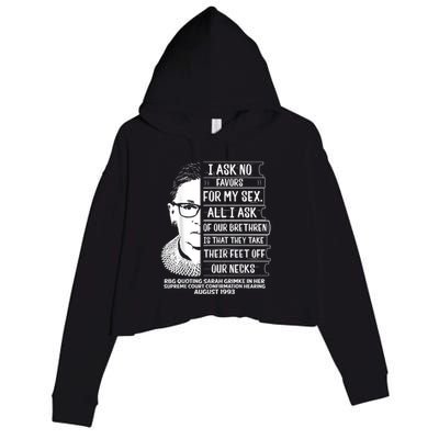 Rbg Quote Ruth Bader Ginsburg I Ask No Favor Crop Fleece Hoodie