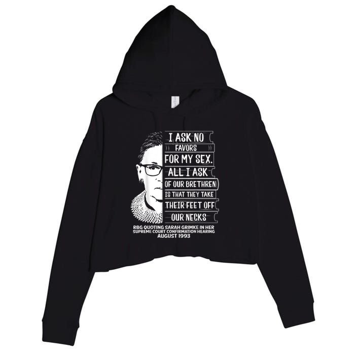 Rbg Quote Ruth Bader Ginsburg I Ask No Favor Crop Fleece Hoodie