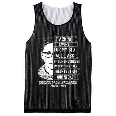 Rbg Quote Ruth Bader Ginsburg I Ask No Favor Mesh Reversible Basketball Jersey Tank